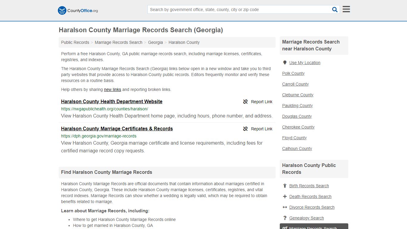 Haralson County Marriage Records Search (Georgia) - County Office