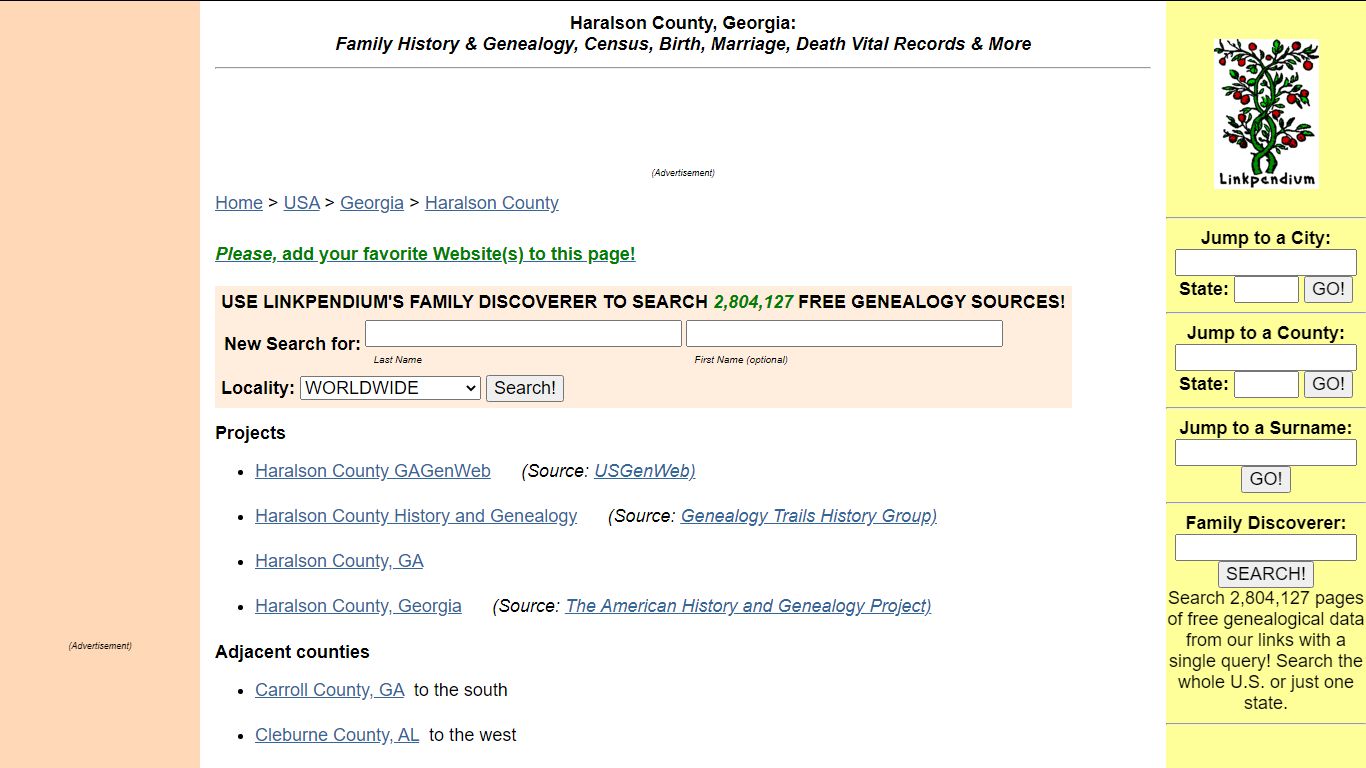 Haralson County, Georgia: Genealogy, Census, Vital Records - Linkpendium